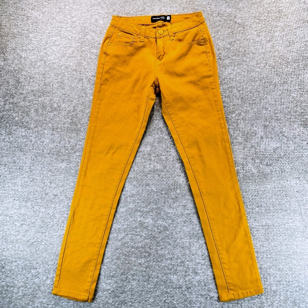 Monkey Ride Jeans Mustard Yellow Skinny Denim Pants P6001 Womens Size 1